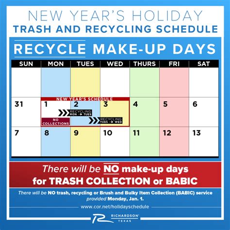 richardson trash pickup holiday|COR Holiday Trash/Recycling Schedule, Building Schedule.